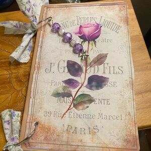 Handmade Purple Roses and Butterflies Garden Theme Junk Journal